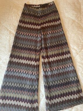 Ark & Co Wide-Leg Zigzag Pattern Knit Pants - Multicolor